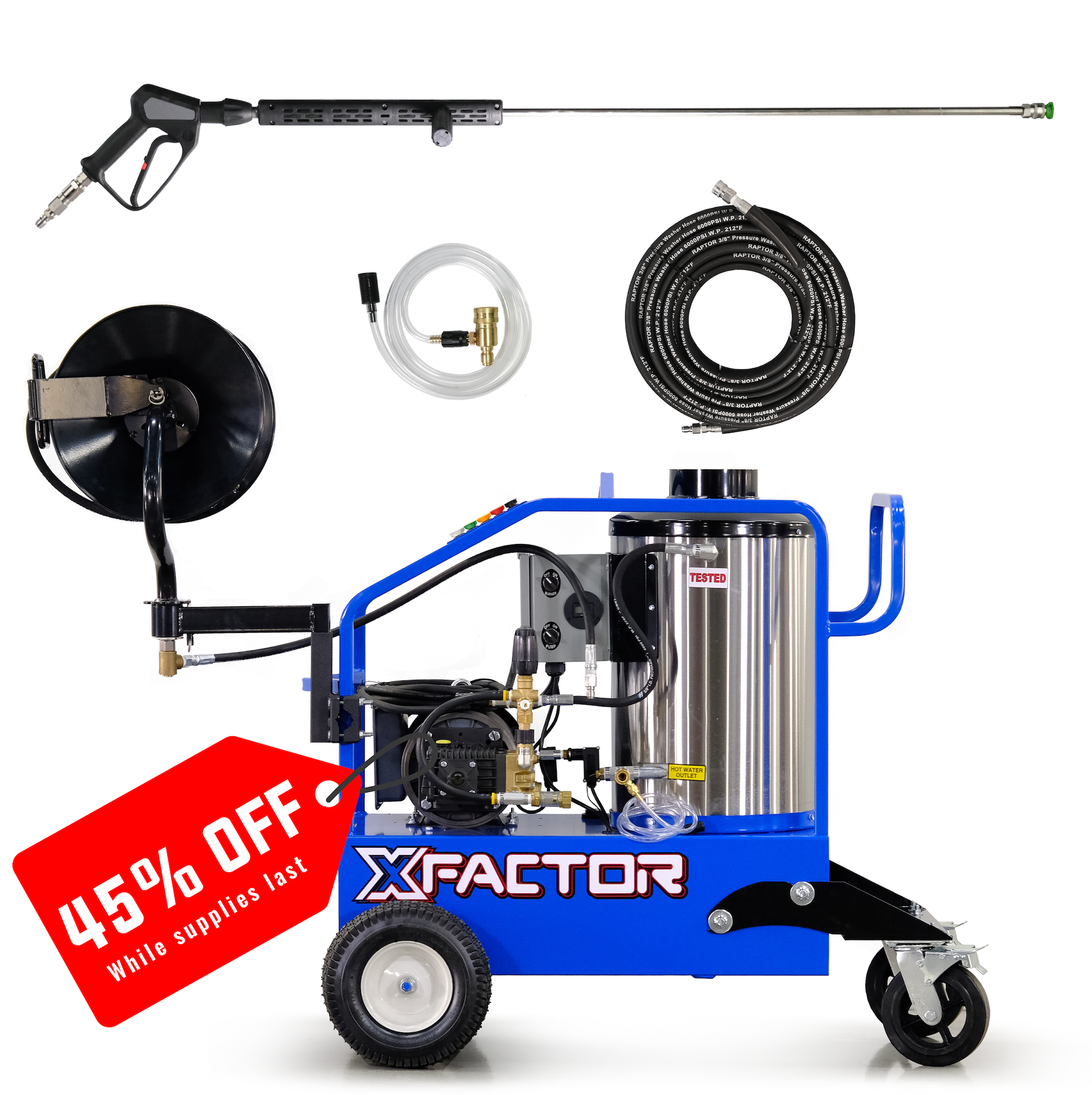 X Factor Hot Water Portable 220v Electric Power Washer 5HP/3.5GPM@2400PSI