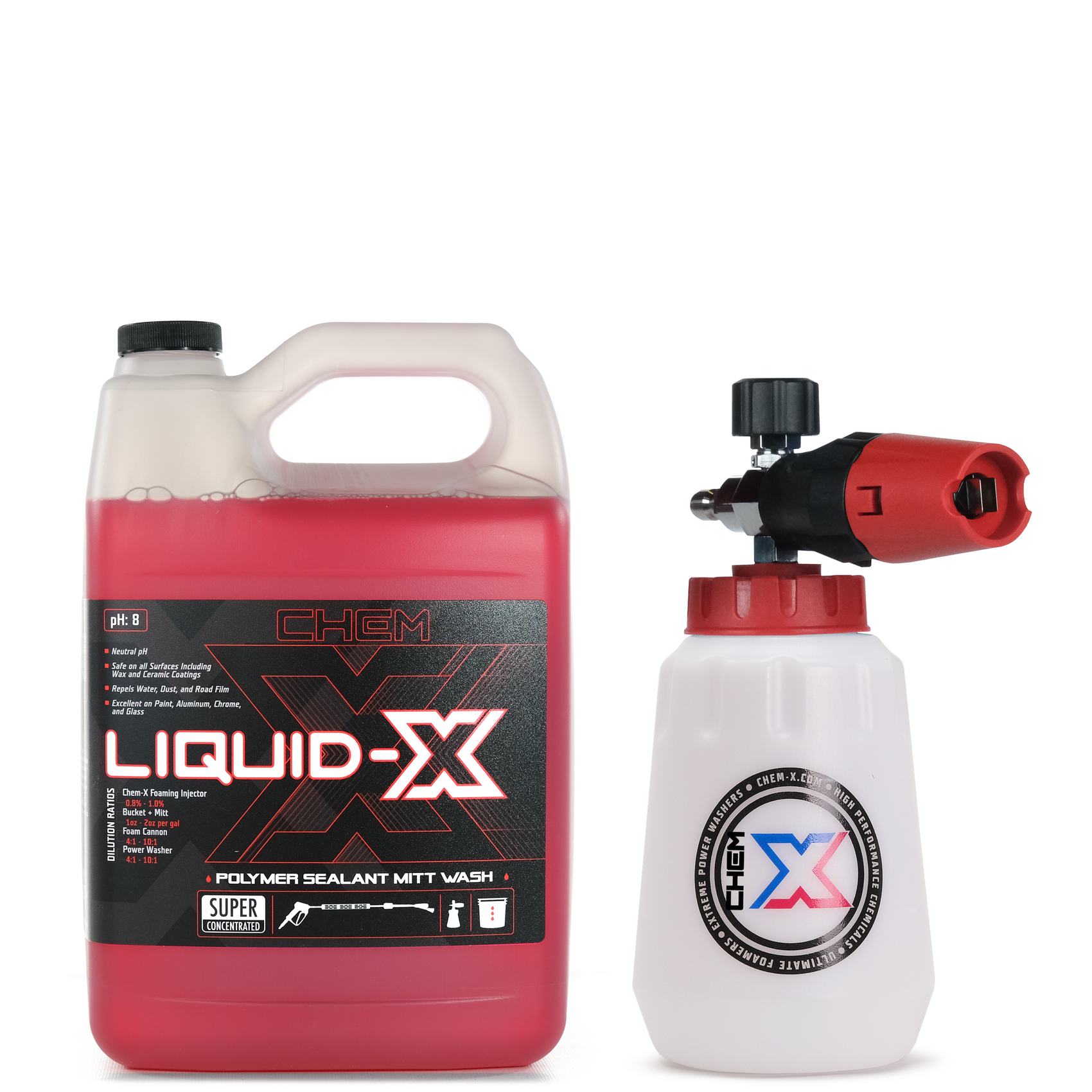 Liquid-X: Vehicle Mitt Wash+Sealant Chrome Foam Cannon Kit