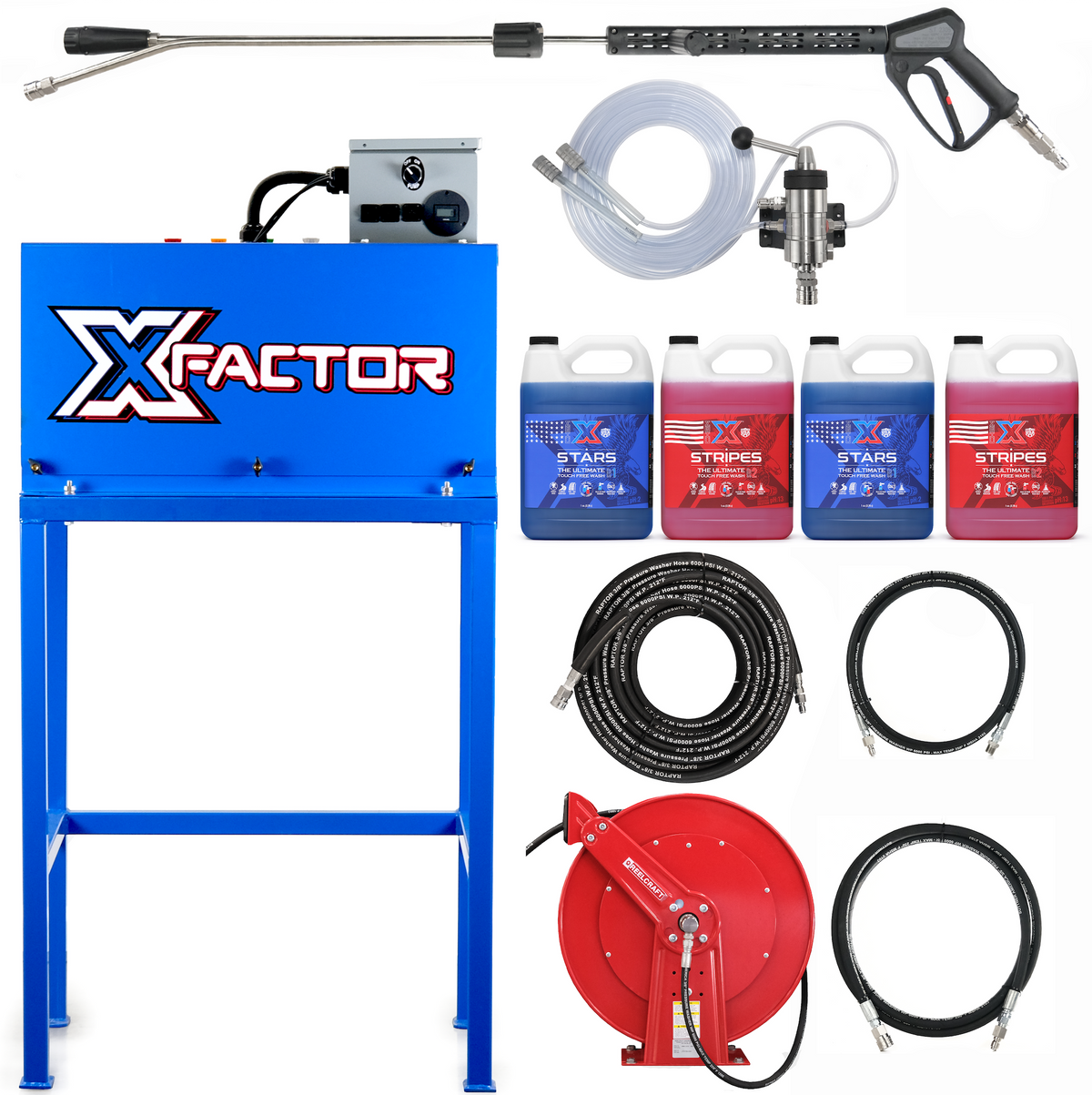 X Factor Complete Wash Bay System: Stationary 220v Electric - REAL DEAL TOUCHLESS FOAMING KIT