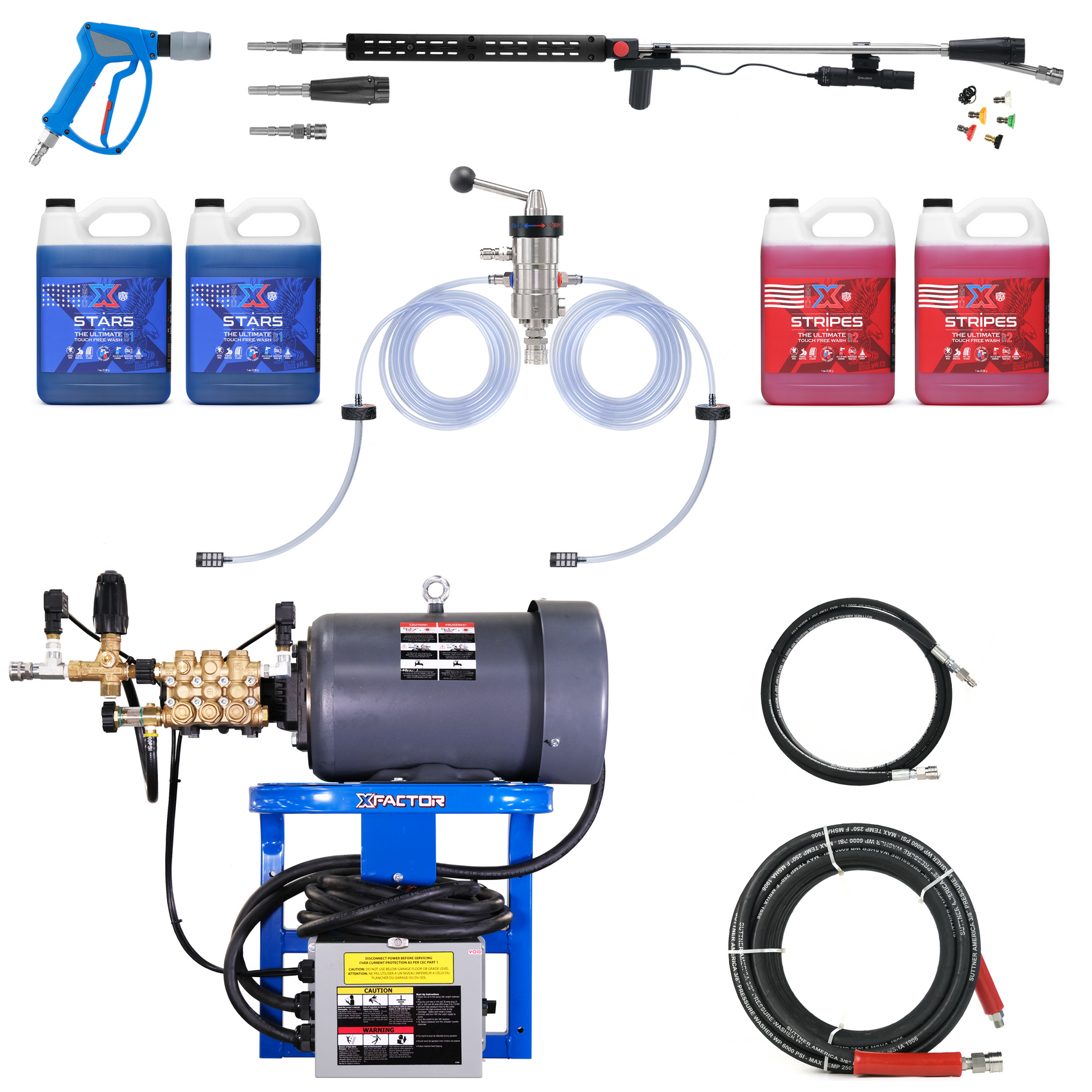 X Factor Complete Wash Bay System: Wall Mounted 220v Electric - Freedom Foamer Touch Free Kit